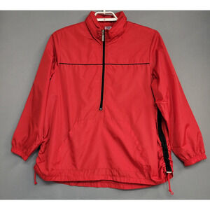 Just My Size Windbreaker Jacket Womens 18W/20W Red Hidden Hood 1/4 Zip Cinch